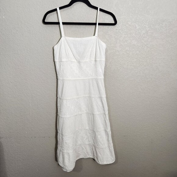 Jeremy Spenser Dress Size 4 Sleeveless Midi Spaghetti Straps Textured White - Picture 1 of 11
